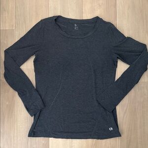 Athletic Long-Sleeve Crewneck Tee in Dark Charcoal